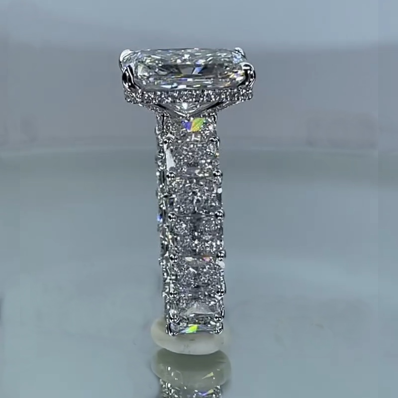 28.28ct. Tw. Luxury Radiant Cut Pave Halo Engagement Ring Iced Out - Image 4