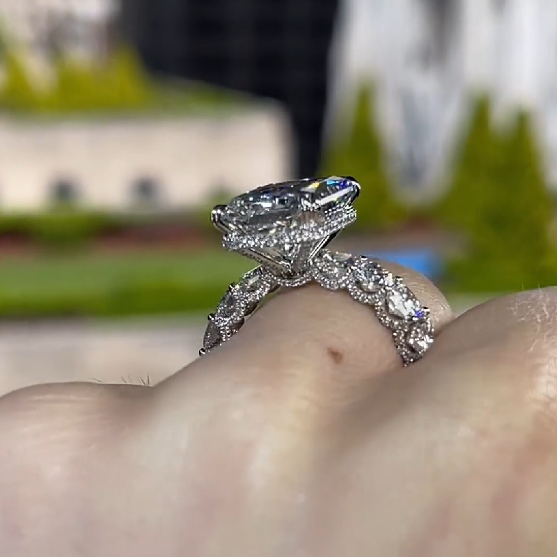 28.28ct. Tw. Luxury Radiant Cut Pave Halo Engagement Ring Iced Out - Image 5