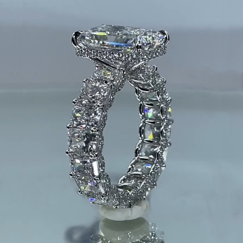 28.28ct. Tw. Luxury Radiant Cut Pave Halo Engagement Ring Iced Out