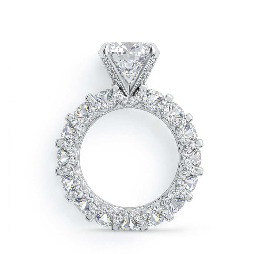 6.5ct Oval Cut Wedding Ring Set In Silver With Street Luxury Shine - Image 5
