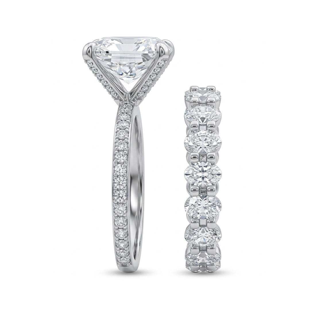 6.5ct Oval Cut Wedding Ring Set In Silver With Street Luxury Shine - Image 6