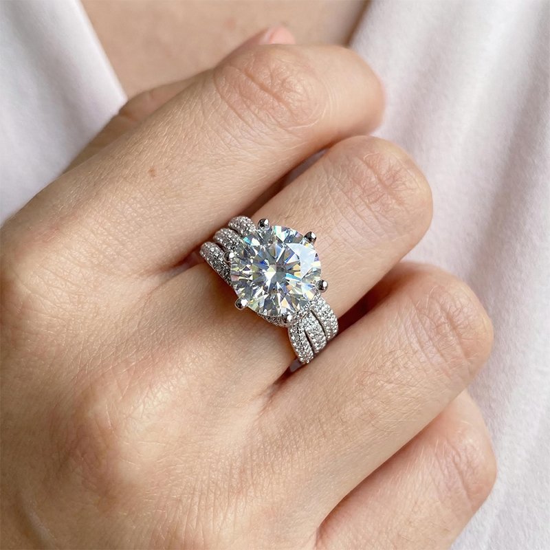 11.8ct. Tw. 6 Prong Twist Round Cut Engagement Ring Moissanite - Image 3