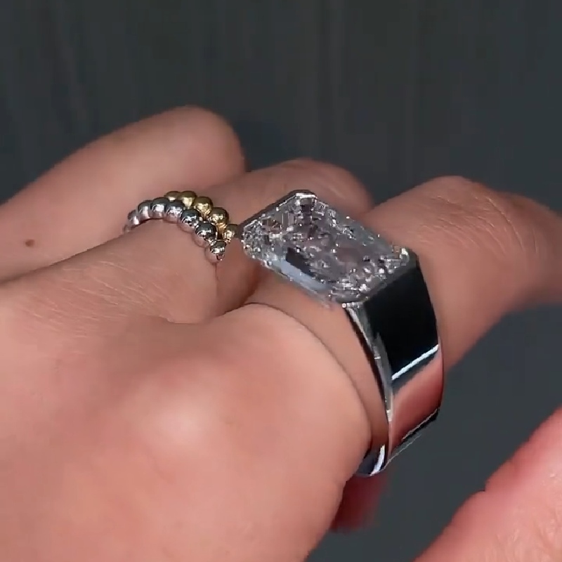 10ct Emerald Cut Men's Engagement Ring Silver With Street Luxury Shine - Image 4