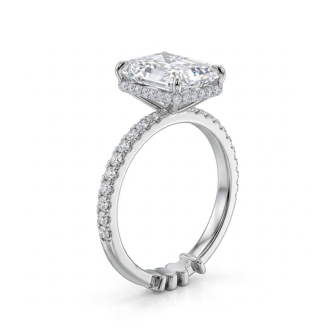 Customized Letters Radiant Cut Engagement Ring Moissanite - Image 5