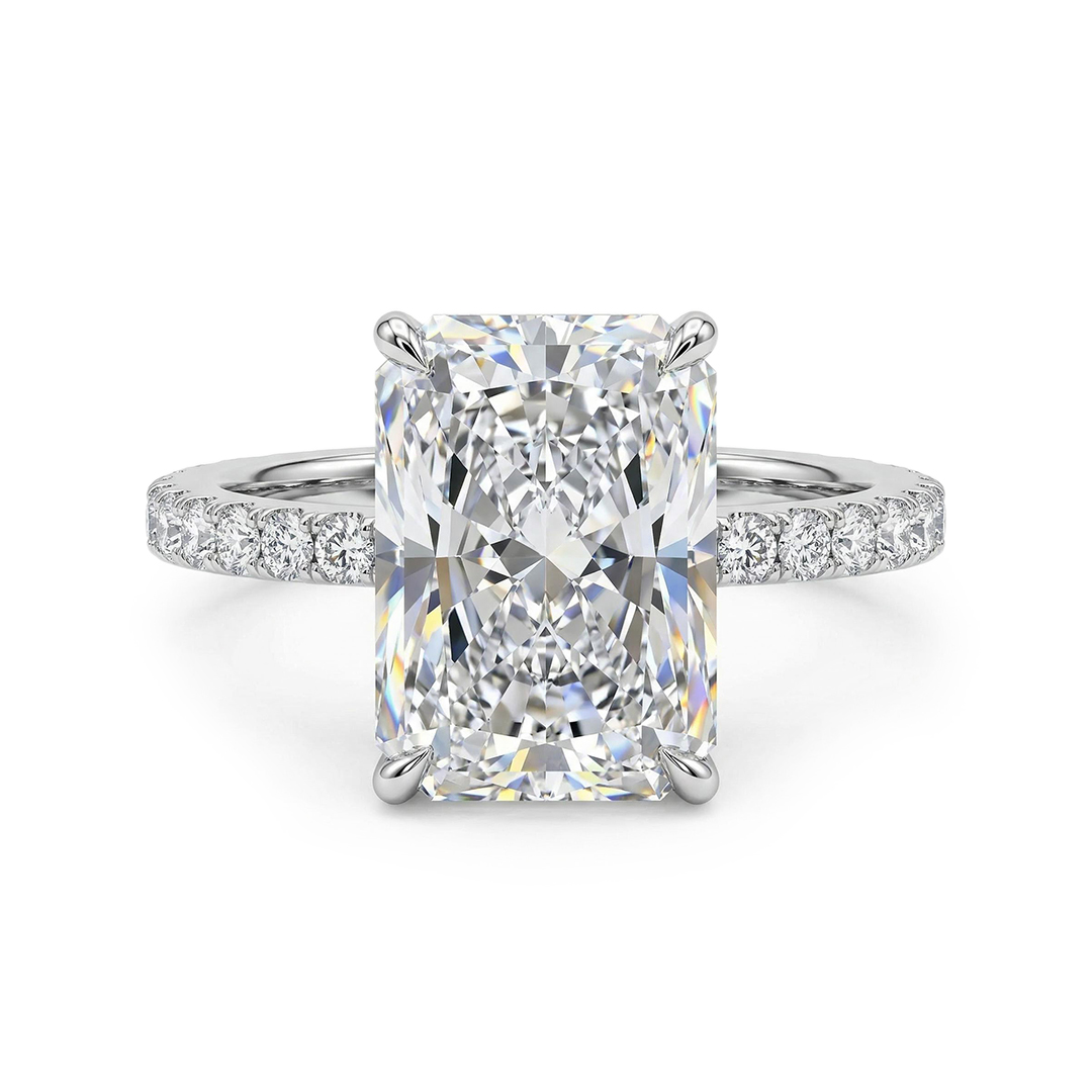 Customized Letters Radiant Cut Engagement Ring Moissanite