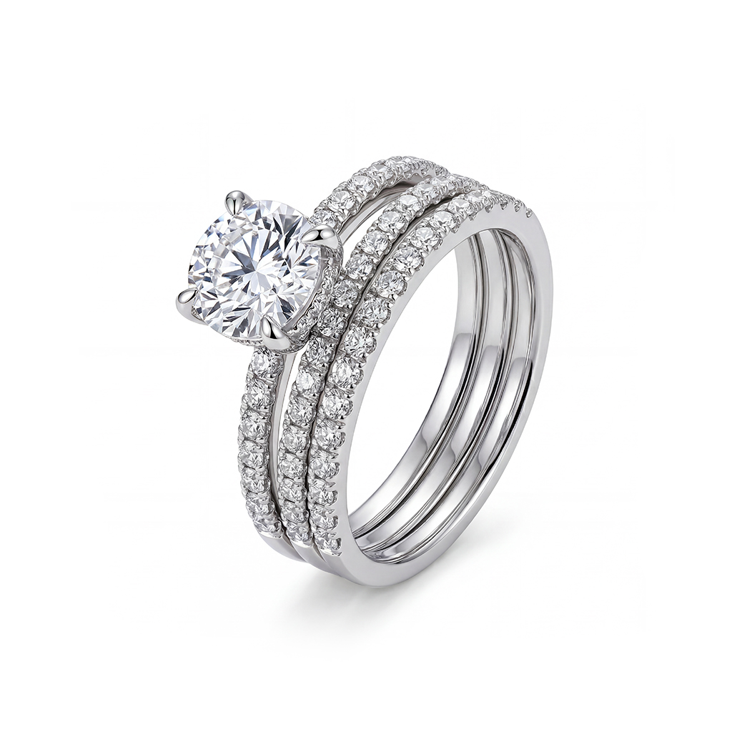 4.5ct Round Brilliant Cut Wedding Ring Set Silver With Street Luxury Shine - Image 4