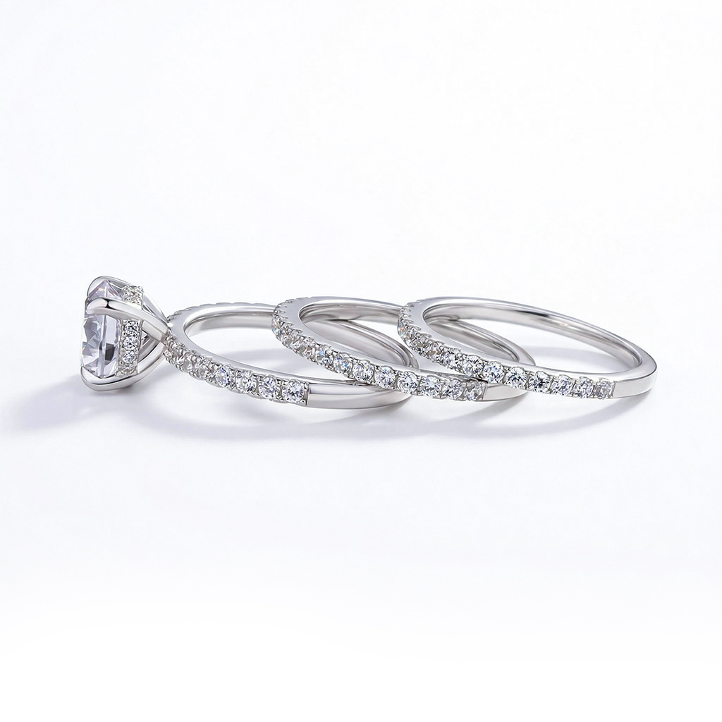 4.5ct Round Brilliant Cut Wedding Ring Set Silver With Street Luxury Shine - Image 5