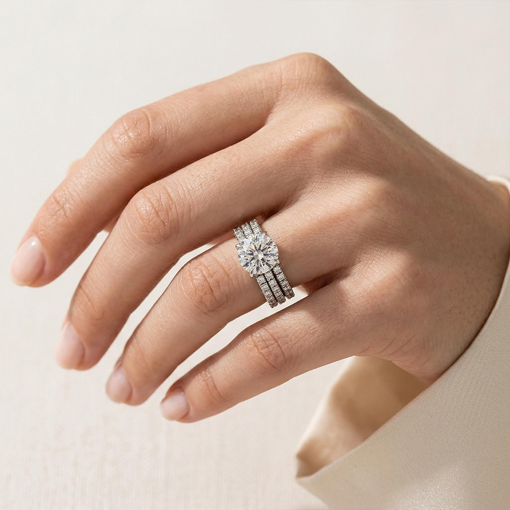 4.5ct Round Brilliant Cut Wedding Ring Set Silver With Street Luxury Shine - Image 7