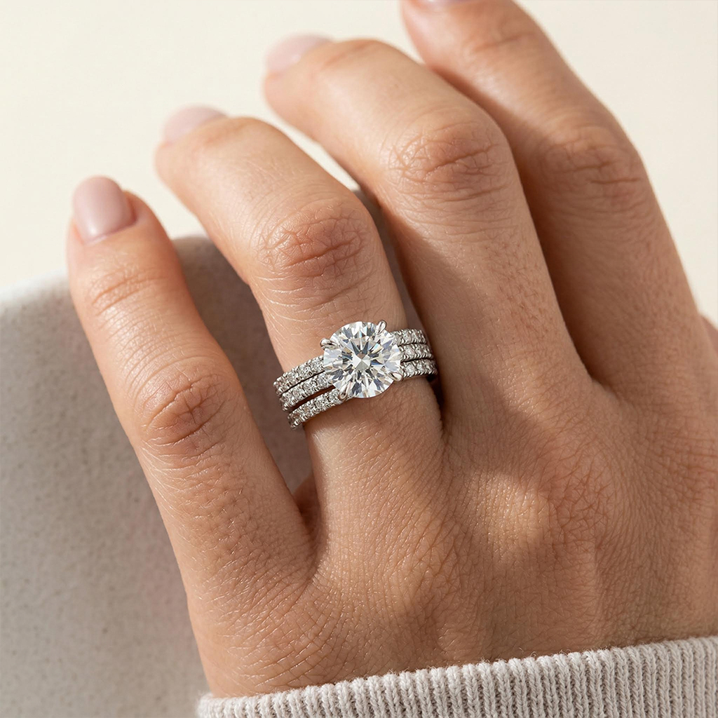 4.5ct Round Brilliant Cut Wedding Ring Set Silver With Street Luxury Shine - Image 8