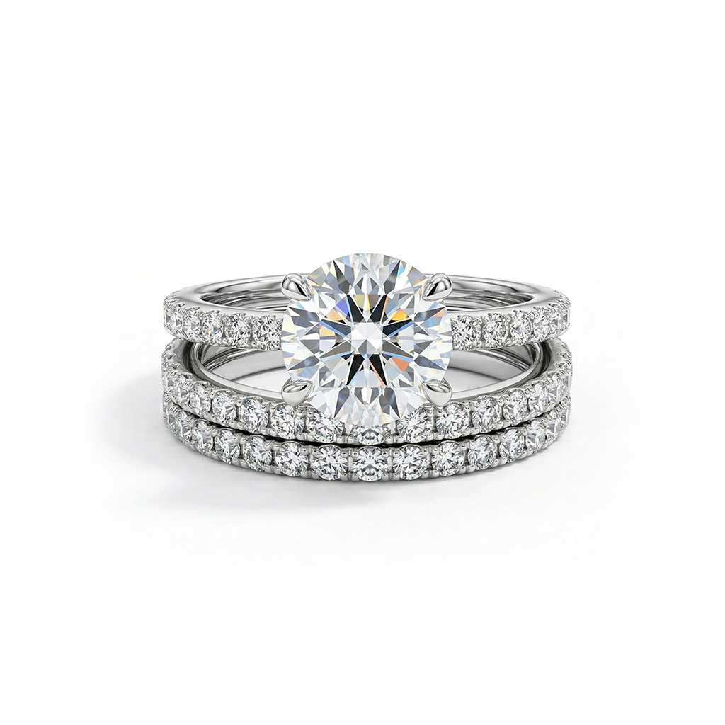 4.5ct Round Brilliant Cut Wedding Ring Set Silver With Street Luxury Shine