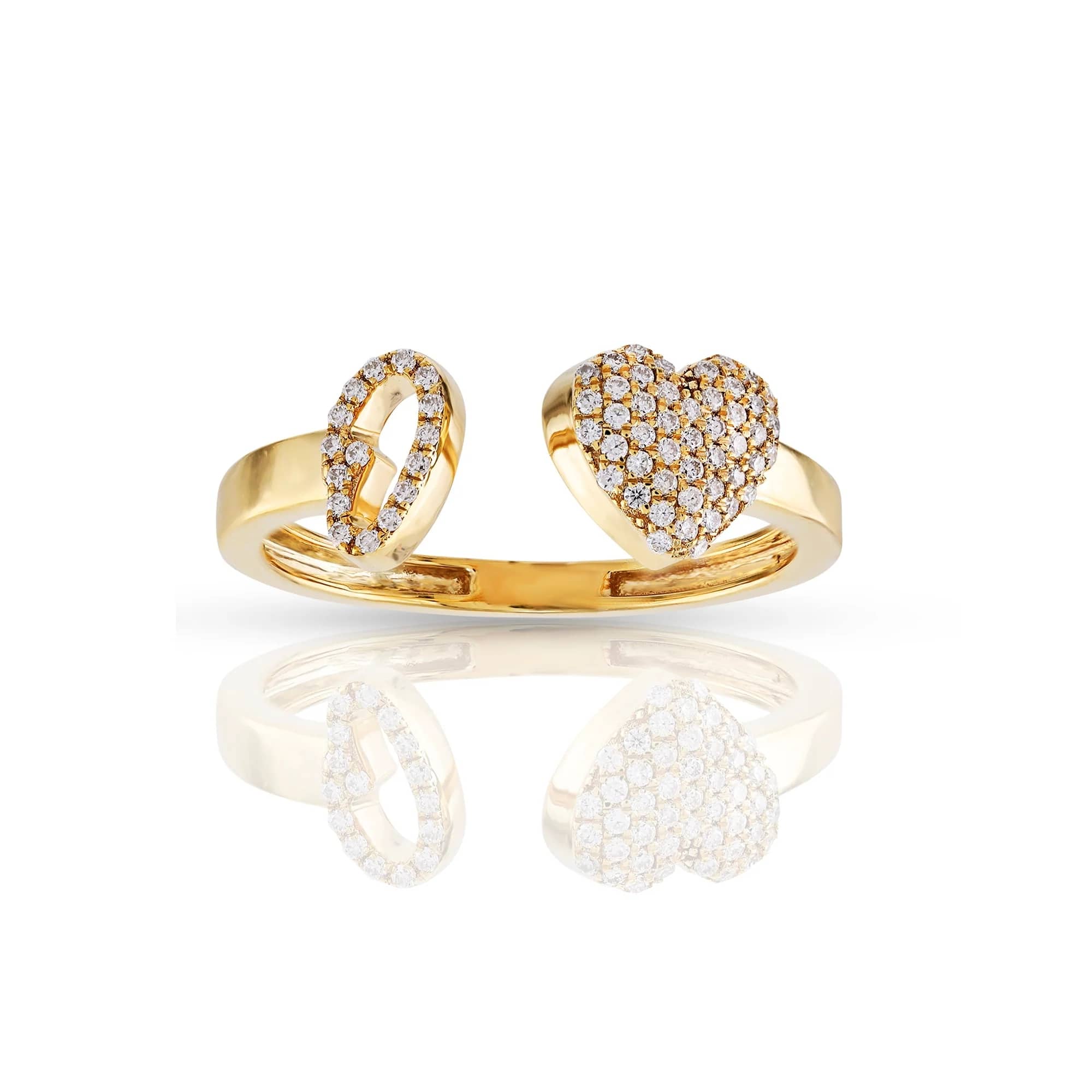Iced Out Heart With 26 Script Letters Open Rings With Street Luxury Shine - Image 7