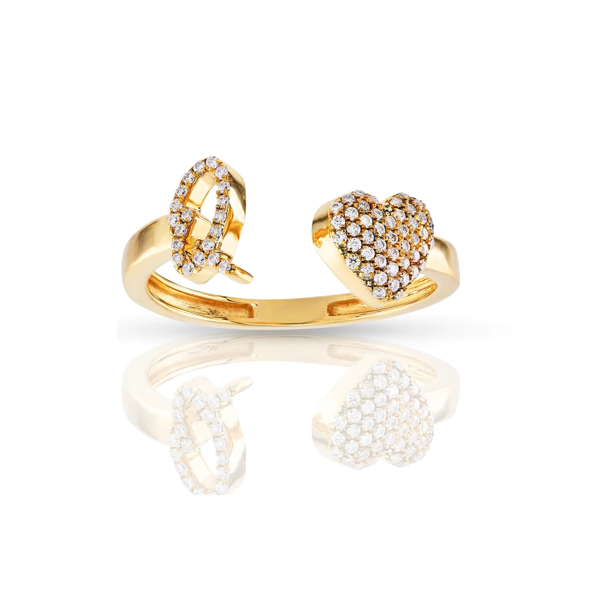 Iced Out Heart With 26 Script Letters Open Rings With Street Luxury Shine - Image 8