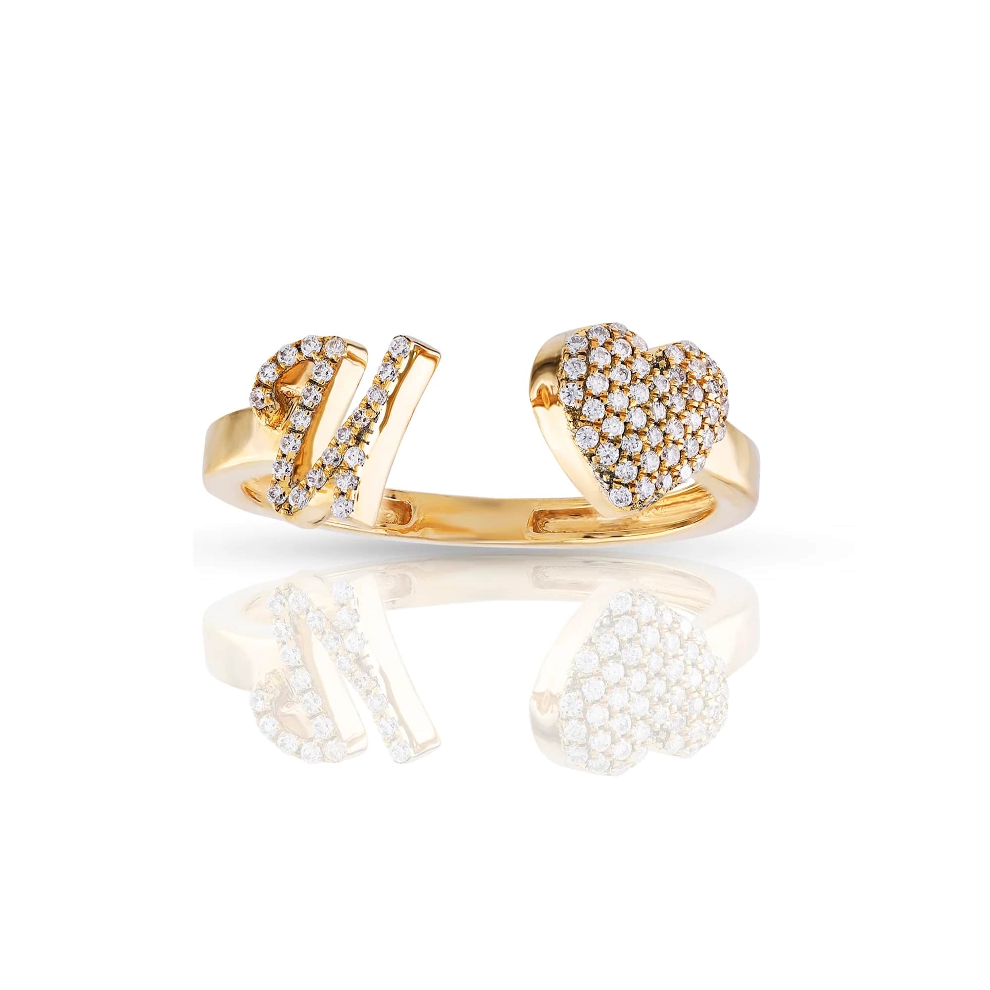 Iced Out Heart With 26 Script Letters Open Rings With Street Luxury Shine - Image 9