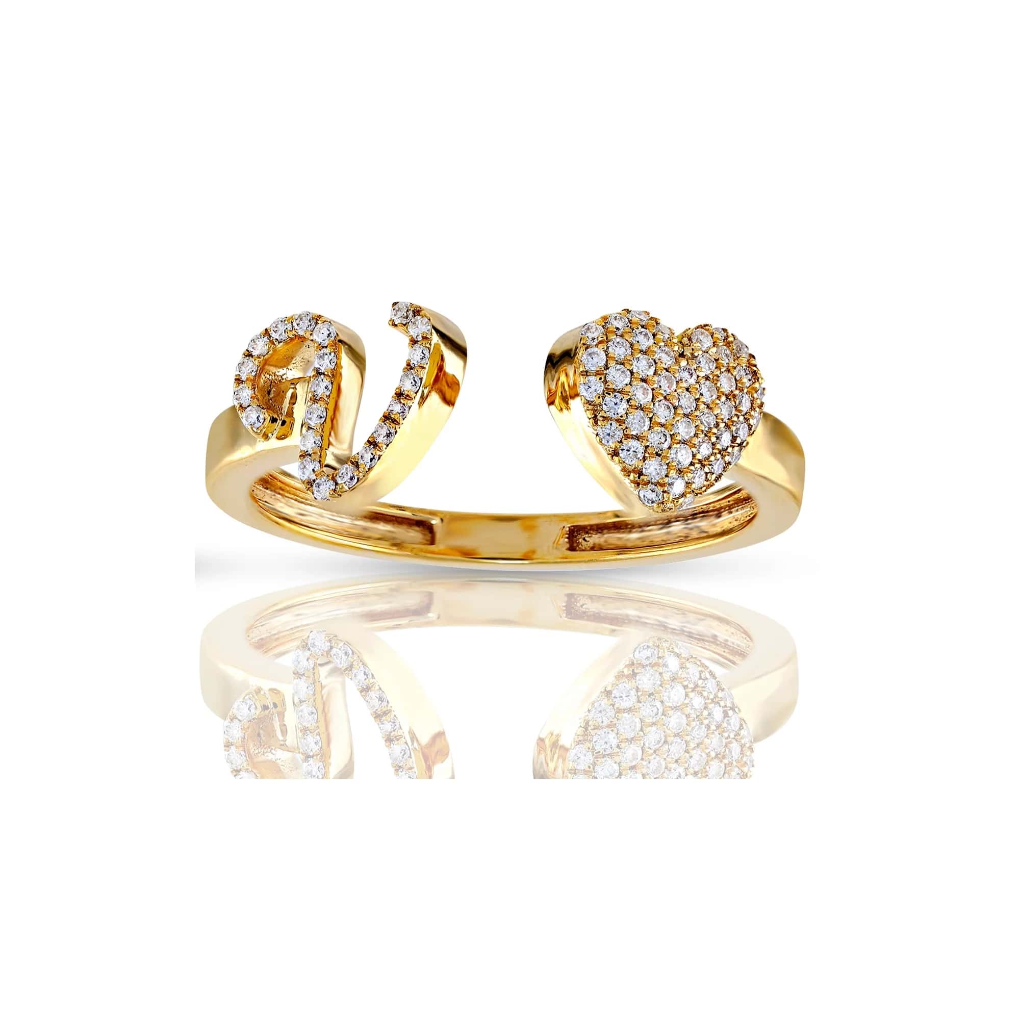 Iced Out Heart With 26 Script Letters Open Rings With Street Luxury Shine - Image 10