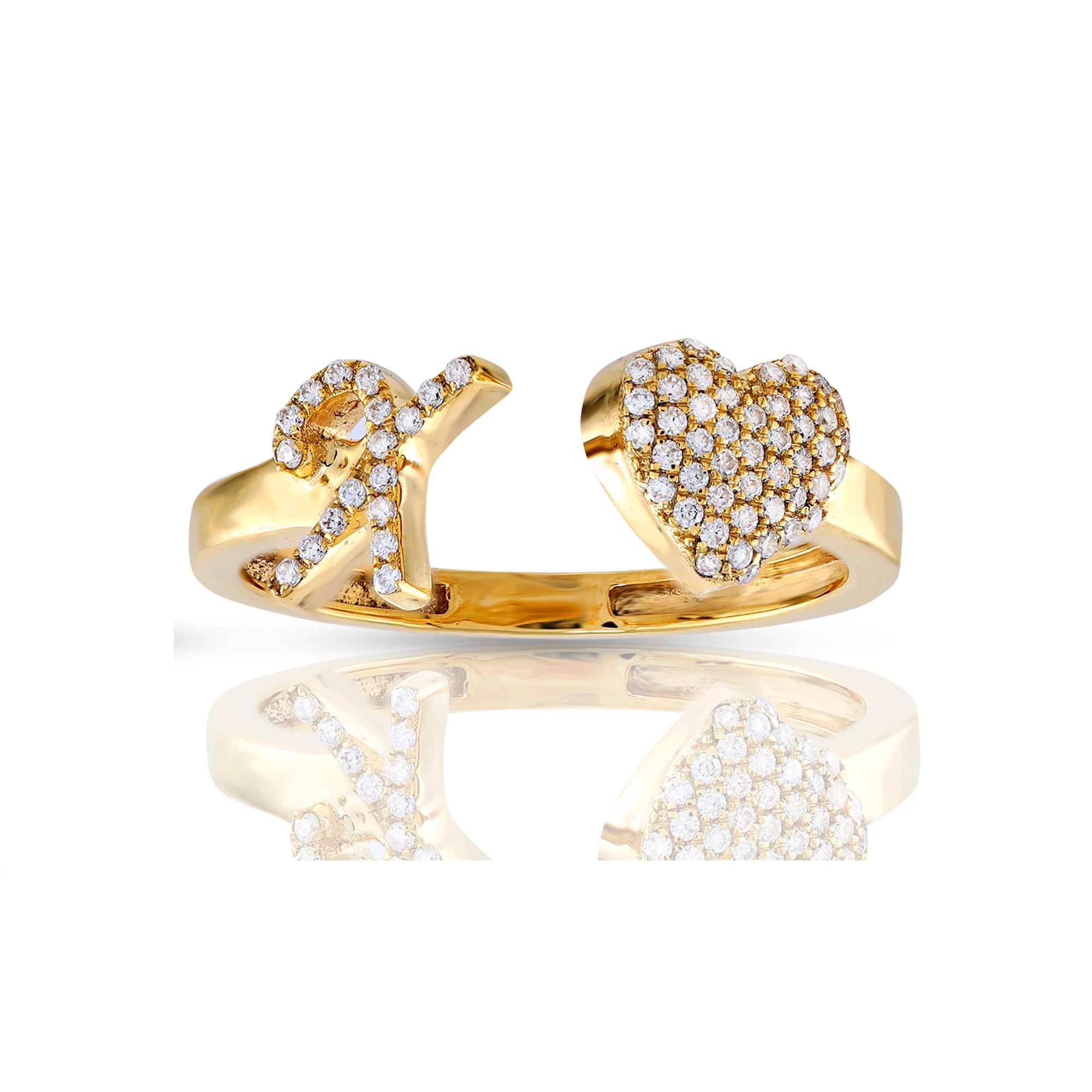 Iced Out Heart With 26 Script Letters Open Rings With Street Luxury Shine - Image 11
