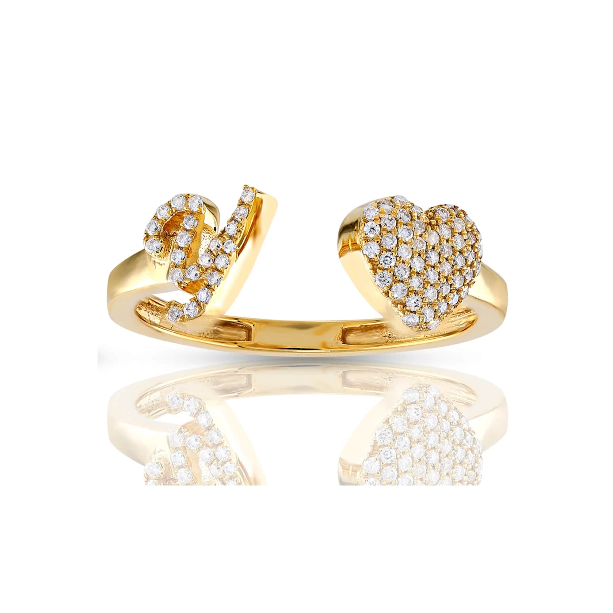 Iced Out Heart With 26 Script Letters Open Rings With Street Luxury Shine - Image 12