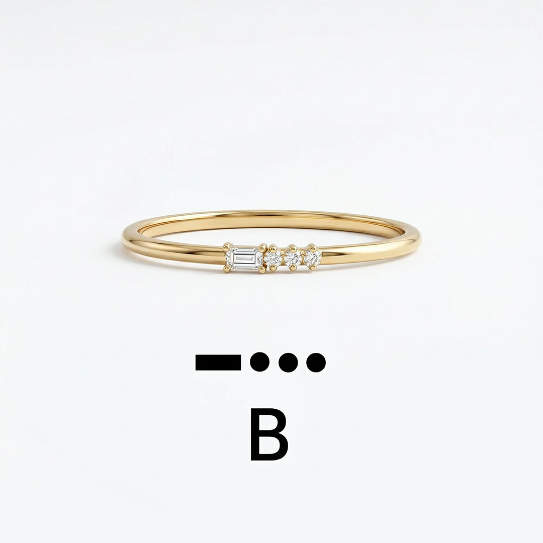 Letters/alphabet Morse Code Ring Bold Statement Style With Street Luxury - Image 8