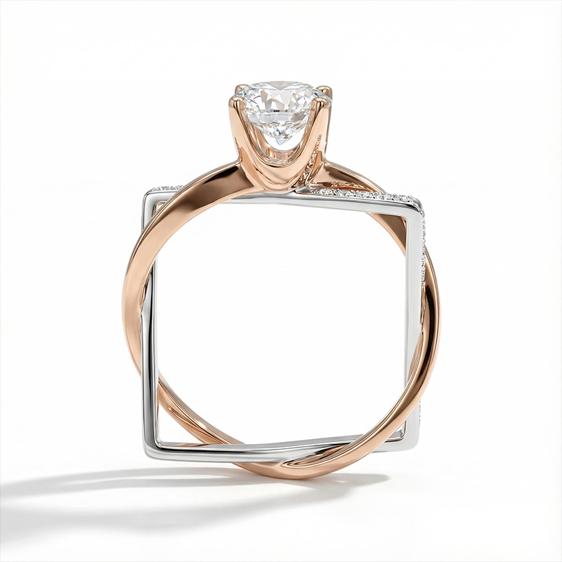 1.69ct. Tw. Two-tone Irregular Shaped Solitaire Engagement Ring Silver - Image 4