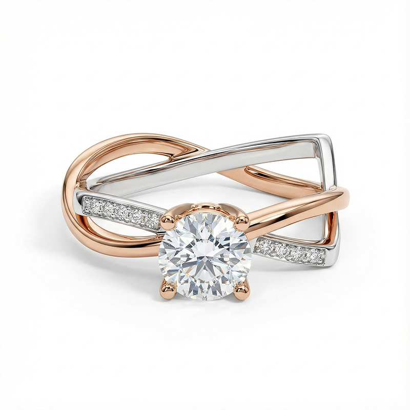 1.69ct. Tw. Two-tone Irregular Shaped Solitaire Engagement Ring Silver - Image 5