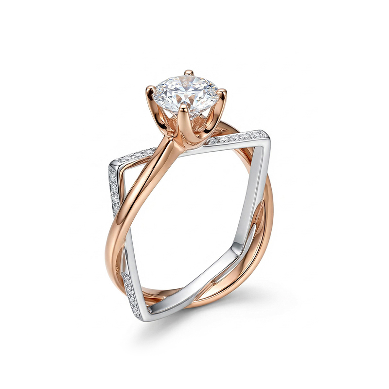 1.69ct. Tw. Two-tone Irregular Shaped Solitaire Engagement Ring Silver