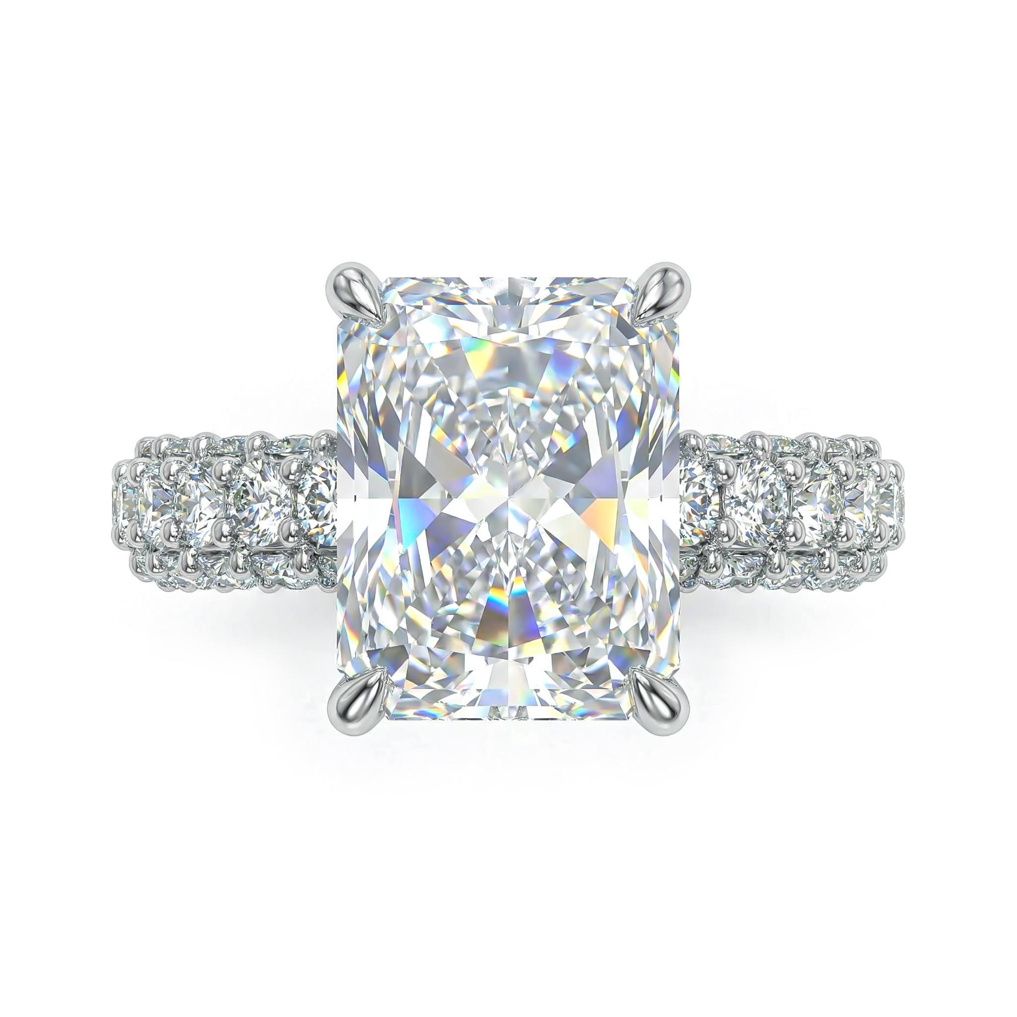 9.5 Ct Radiant Cut Micro Paved Engagement Ring With Street Luxury Shine - Image 4