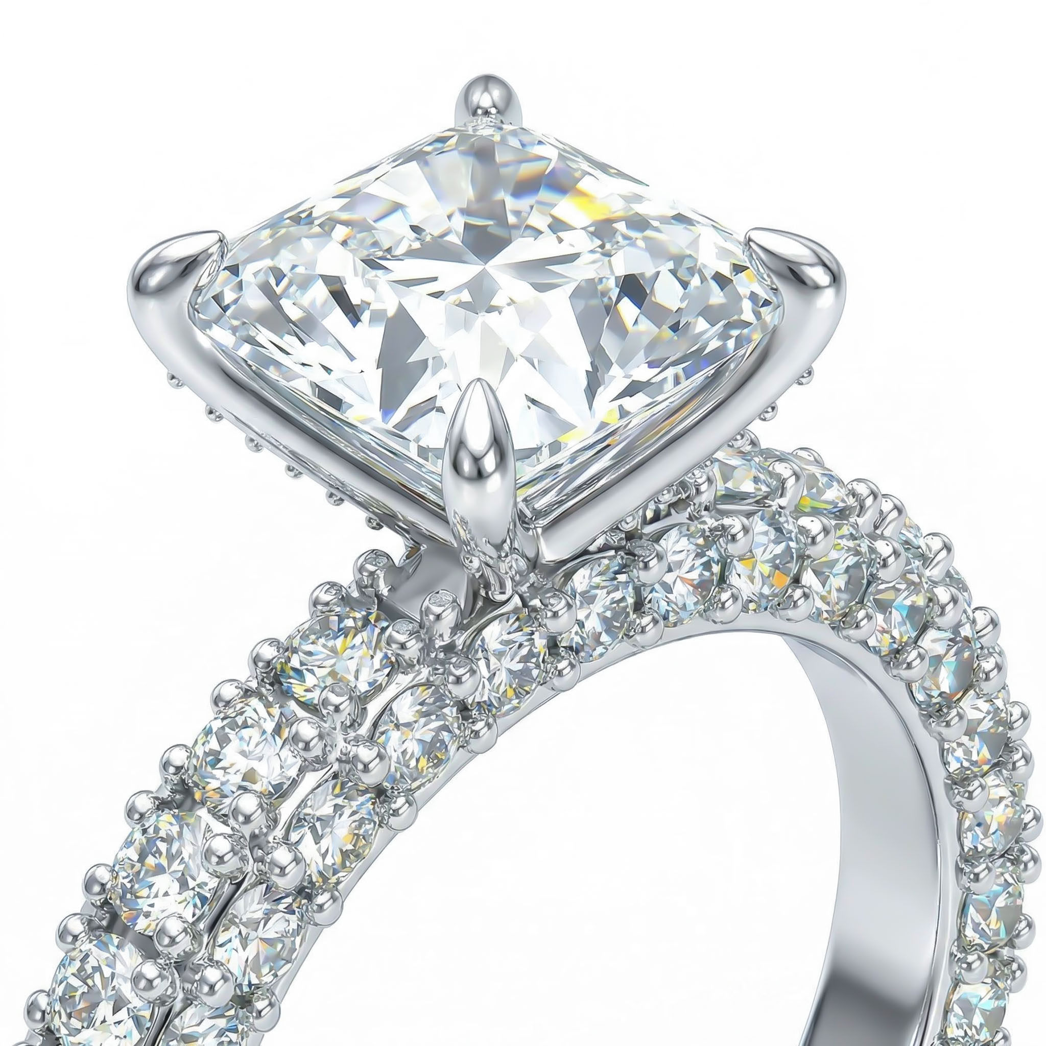 9.5 Ct Radiant Cut Micro Paved Engagement Ring With Street Luxury Shine - Image 5