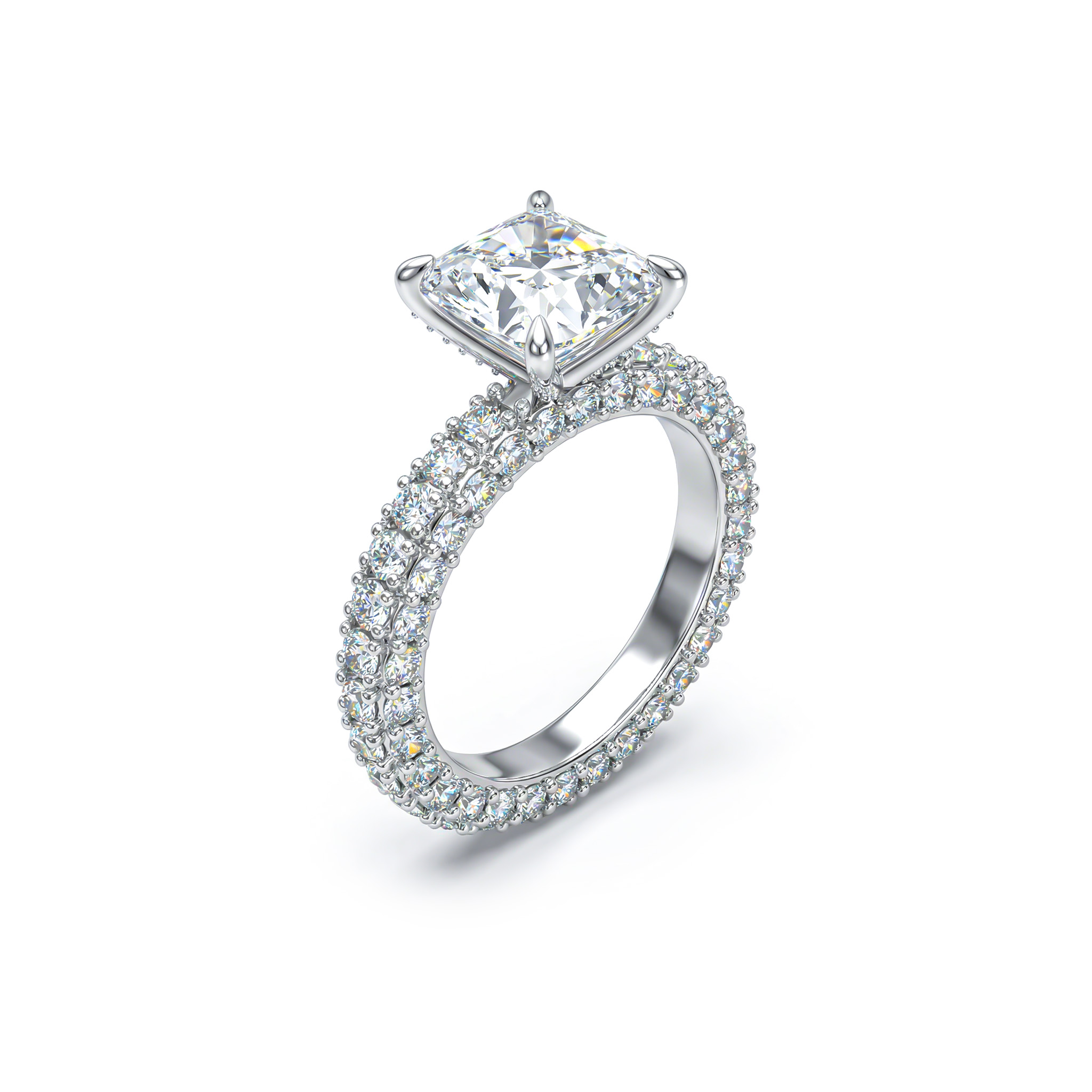 9.5 Ct Radiant Cut Micro Paved Engagement Ring With Street Luxury Shine