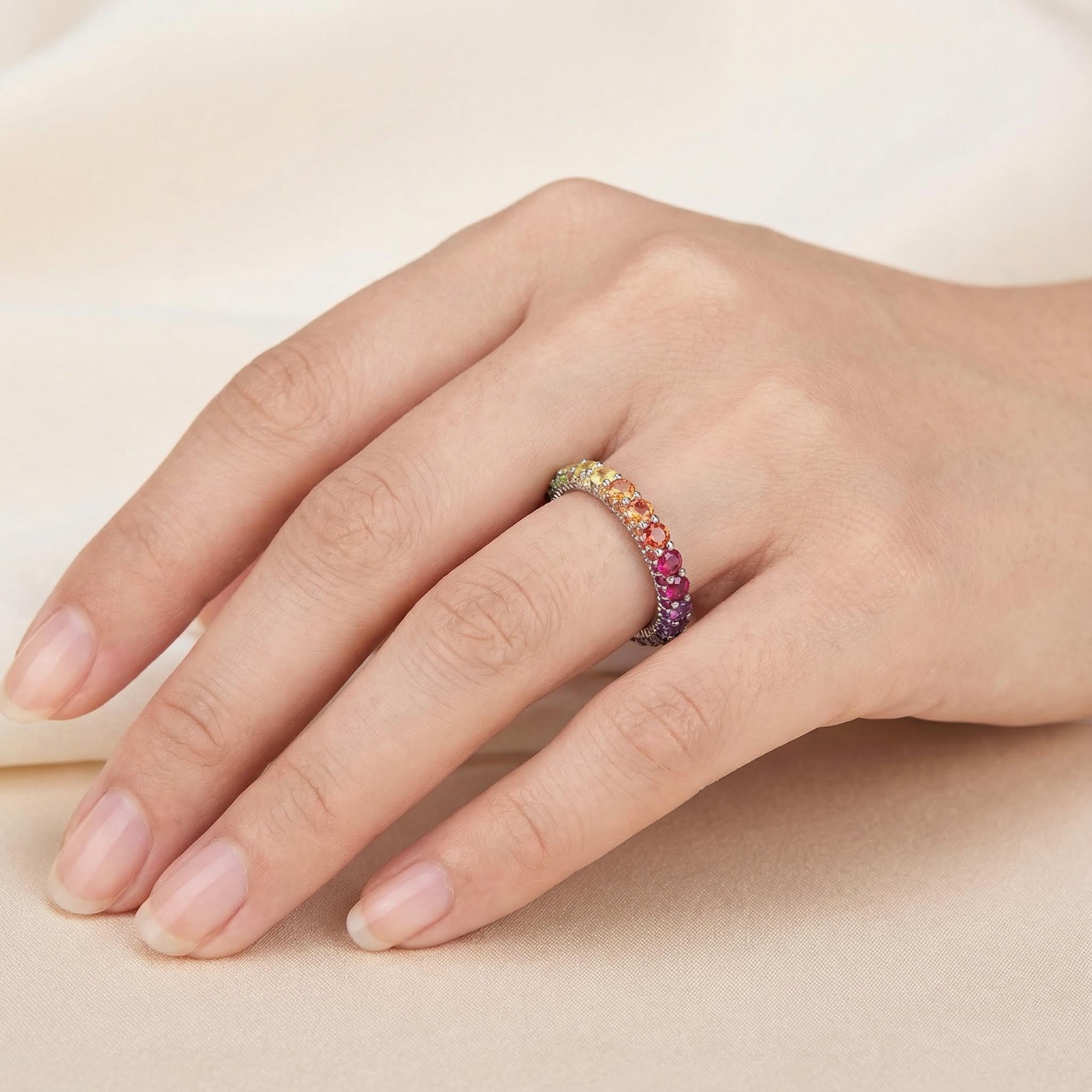 2.97ct. Tw. Micro Paved Rainbow Eternity Band Ring With Street Luxury Shine - Image 3