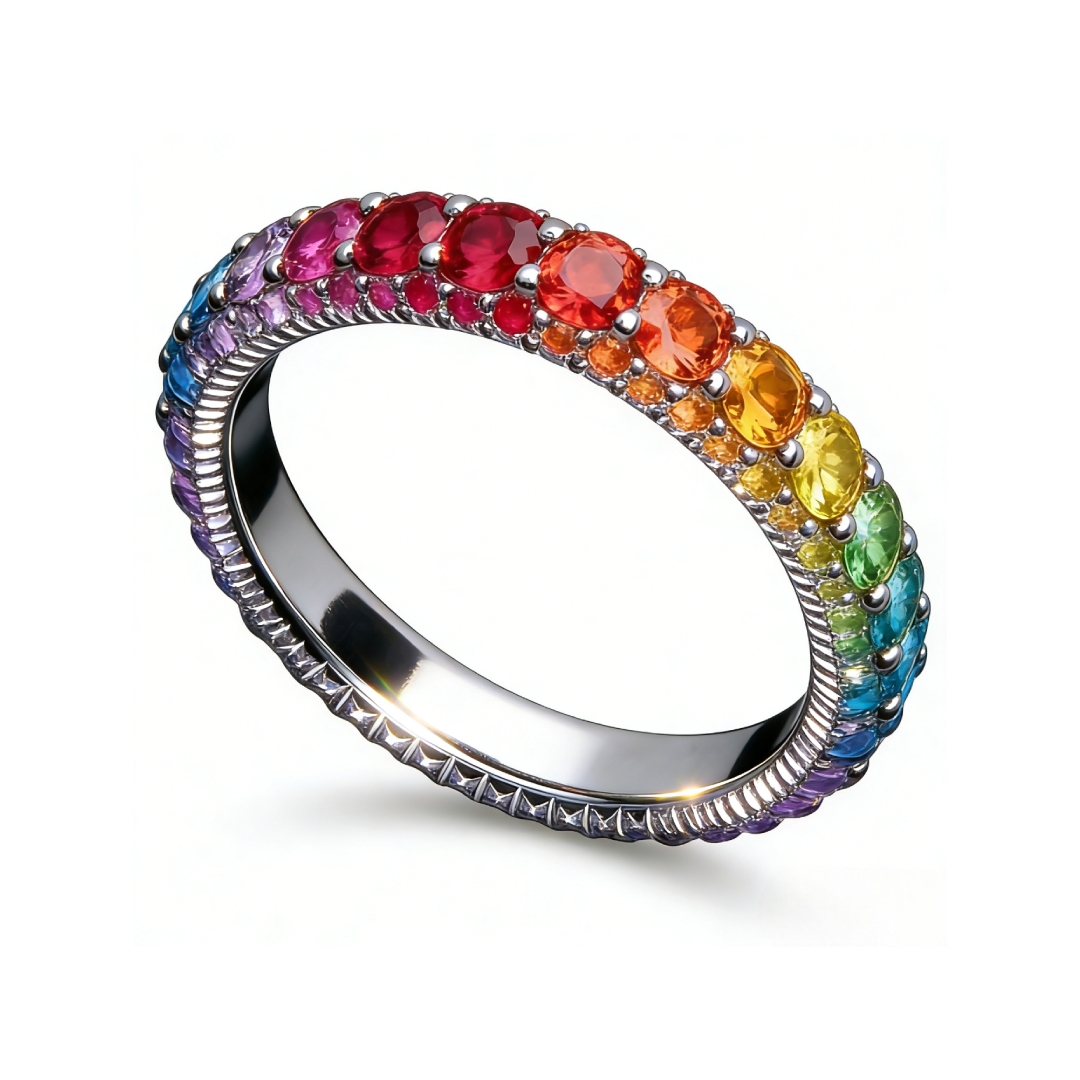 2.97ct. Tw. Micro Paved Rainbow Eternity Band Ring With Street Luxury Shine - Image 6