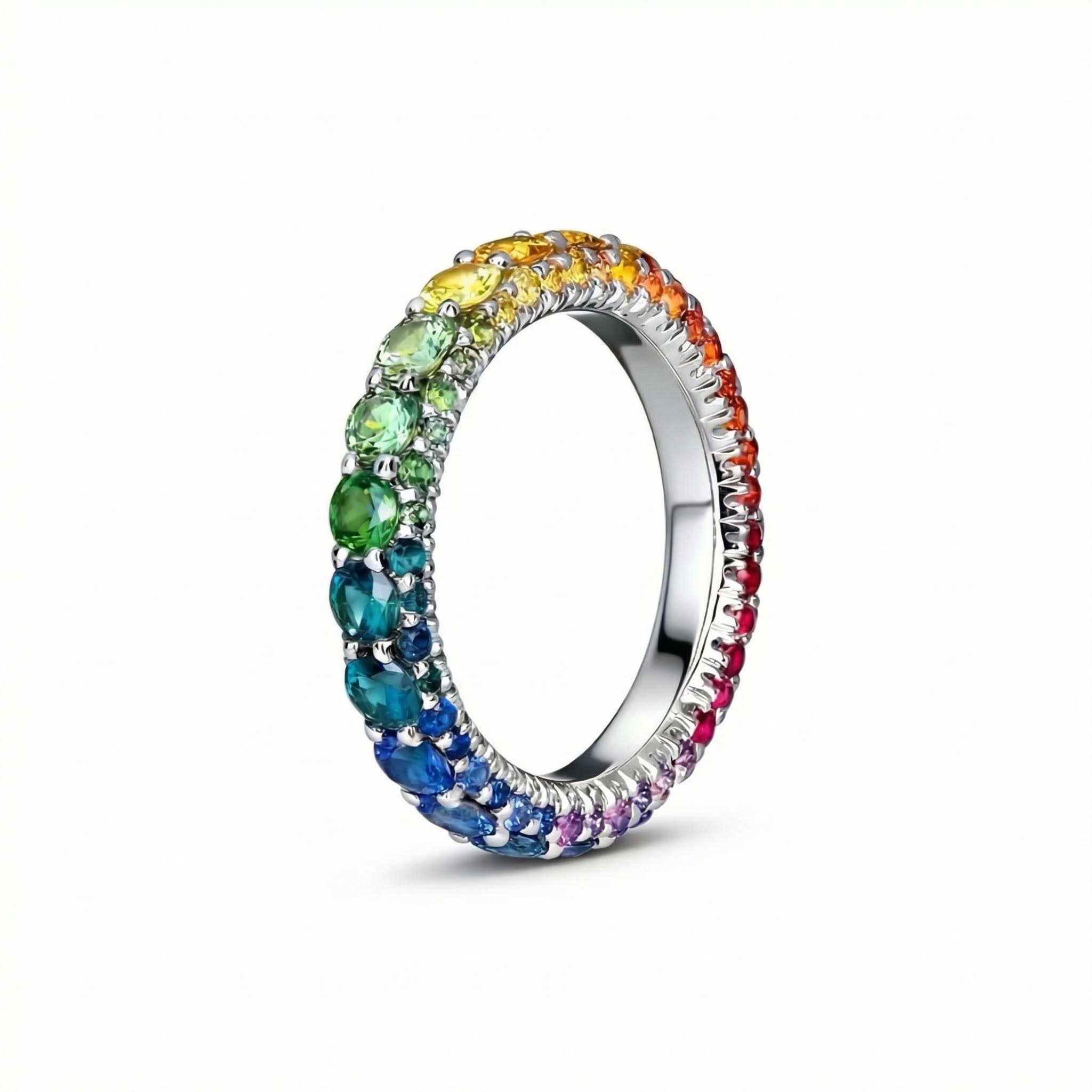2.97ct. Tw. Micro Paved Rainbow Eternity Band Ring With Street Luxury Shine