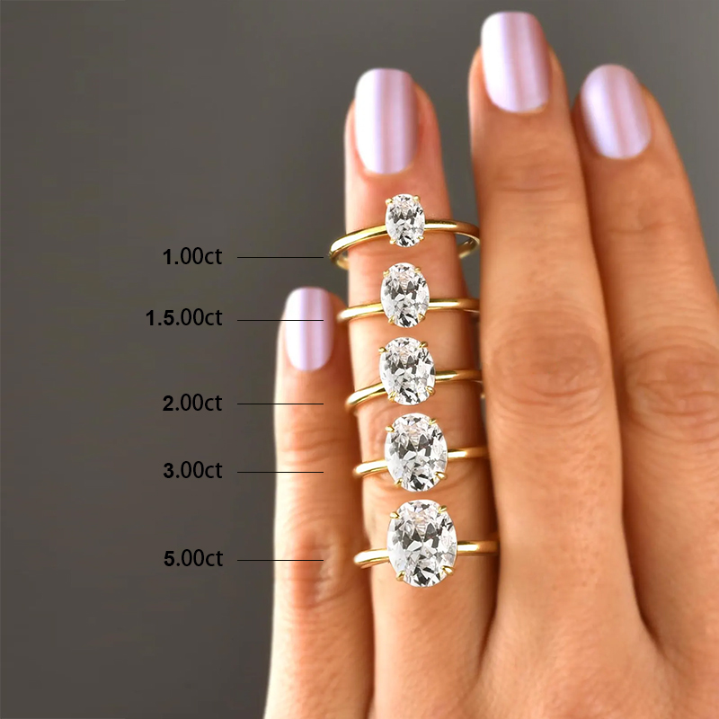 1ct/1.5ct/2ct/3ct/5ct Oval Cut Moissanite Engagement Ring Iced Out - Image 8