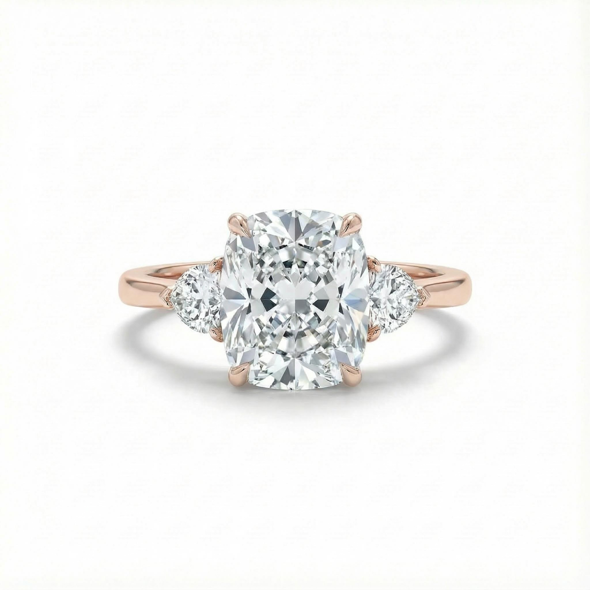 5.9ct Radiant & Heart Cut Vvs Moissanite S925 Silver Three Stone Engagement - Image 4