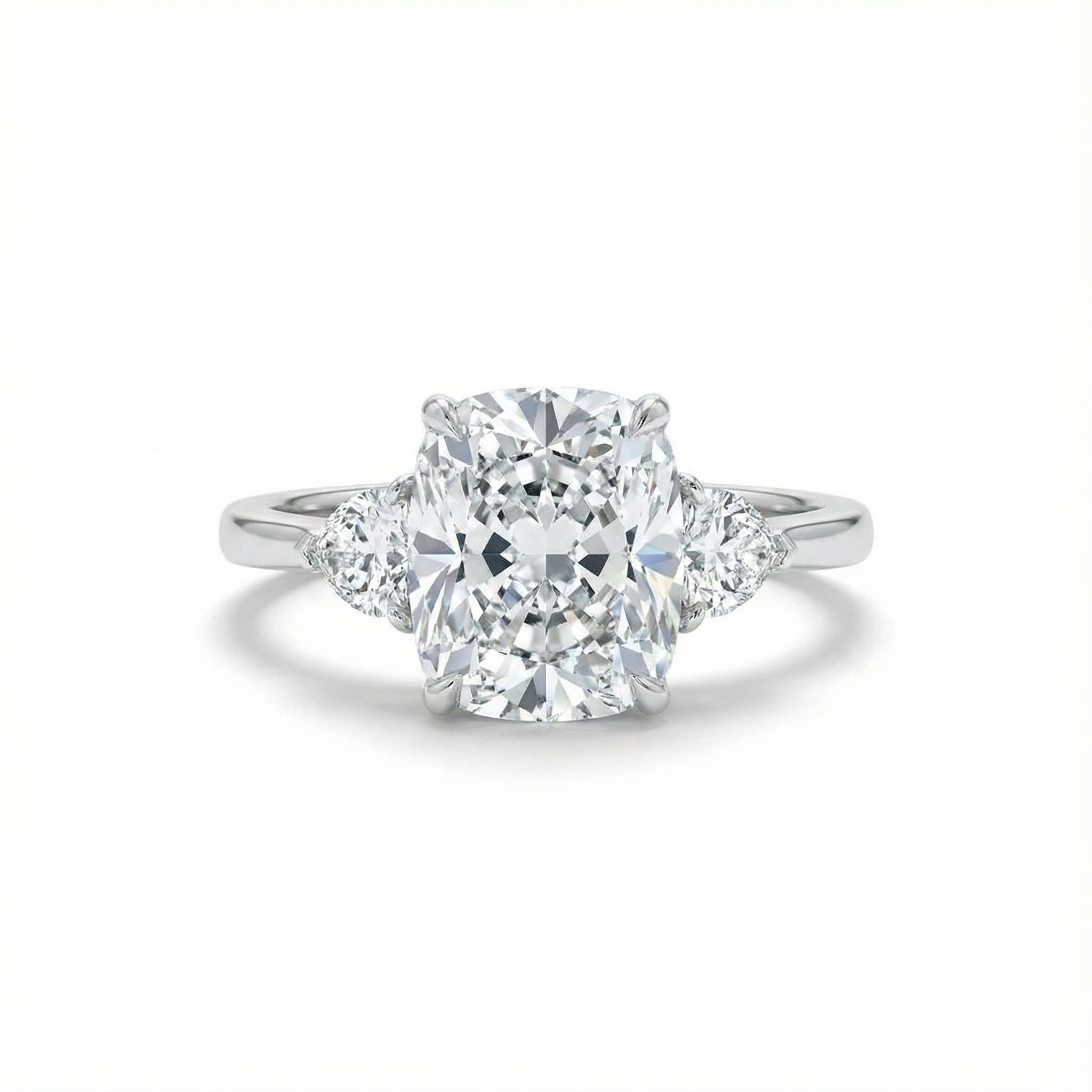 5.9ct Radiant & Heart Cut Vvs Moissanite S925 Silver Three Stone Engagement