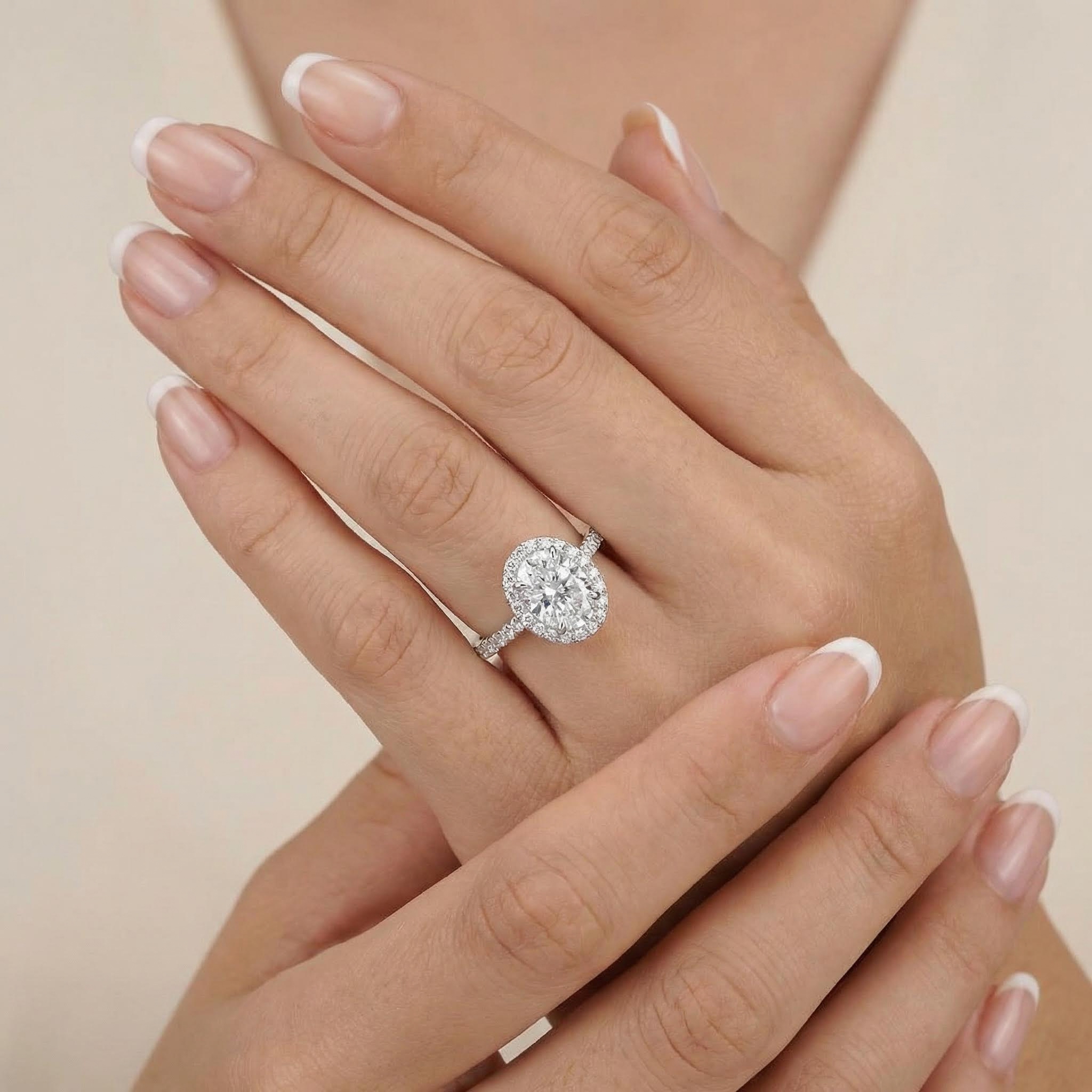 Bold 2.55ct. Tw. Oval &round Cut Vvs Moissanite S925 Silver Engagement Ring - Image 3