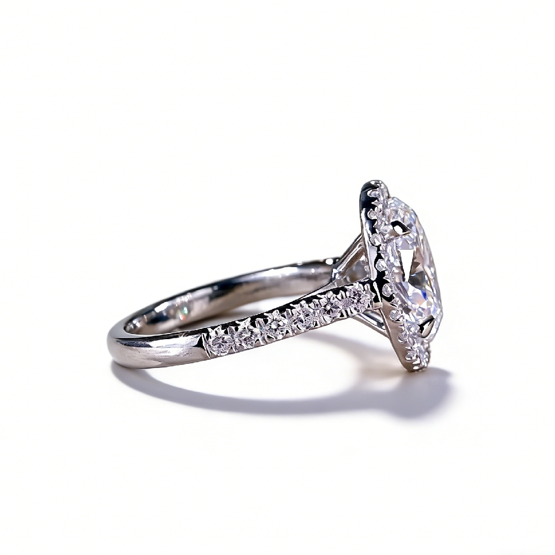 Bold 2.55ct. Tw. Oval &round Cut Vvs Moissanite S925 Silver Engagement Ring - Image 4