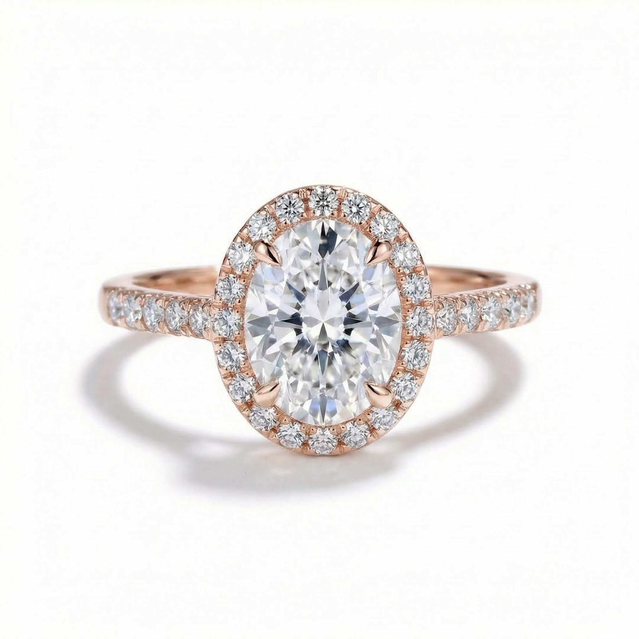 Bold 2.55ct. Tw. Oval &round Cut Vvs Moissanite S925 Silver Engagement Ring - Image 6