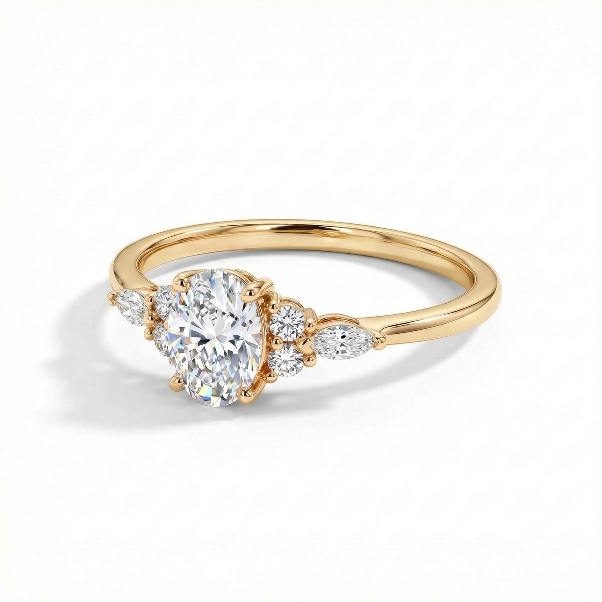 1.01ct Oval & Round Cut Vvs Moissanite S925 Silver Engagement Ring Iced Out - Image 4