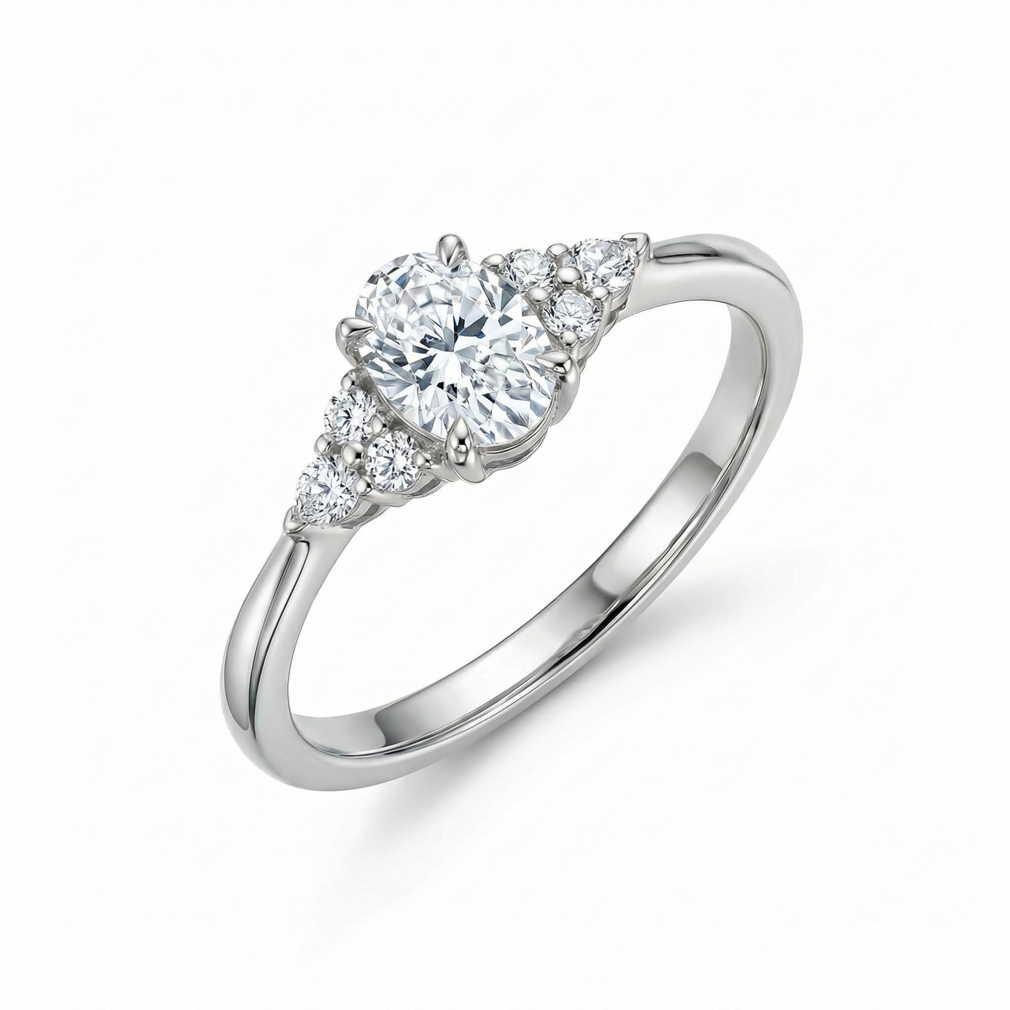 1.01ct Oval & Round Cut Vvs Moissanite S925 Silver Engagement Ring Iced Out - Image 5