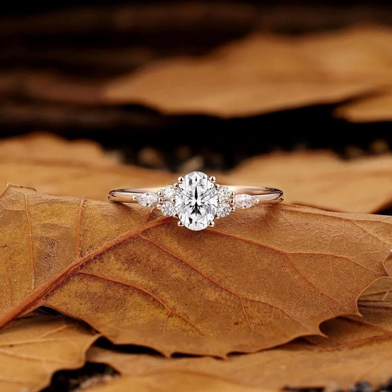 1.01ct Oval & Round Cut Vvs Moissanite S925 Silver Engagement Ring Iced Out - Image 8