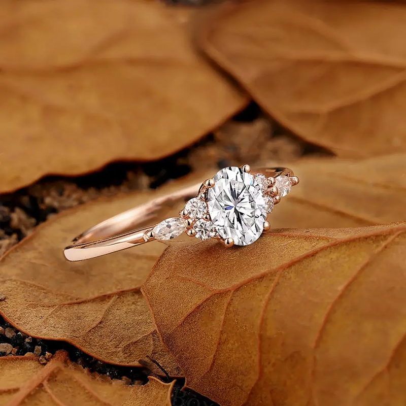 1.01ct Oval & Round Cut Vvs Moissanite S925 Silver Engagement Ring Iced Out - Image 10