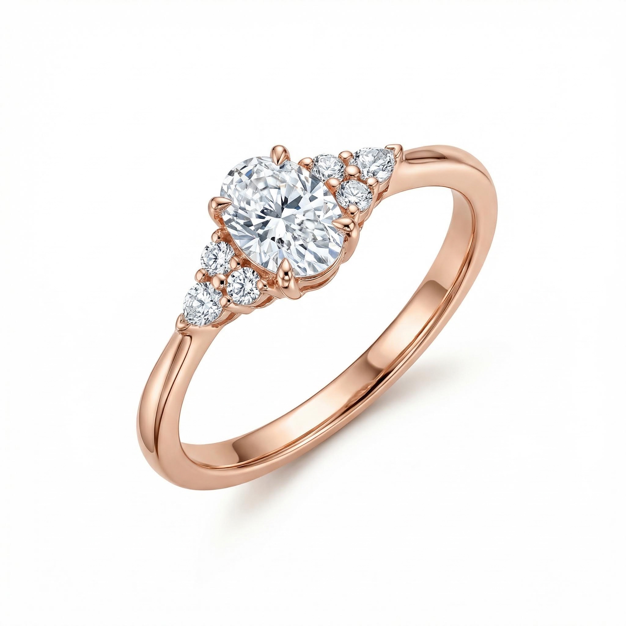 1.01ct Oval & Round Cut Vvs Moissanite S925 Silver Engagement Ring Iced Out