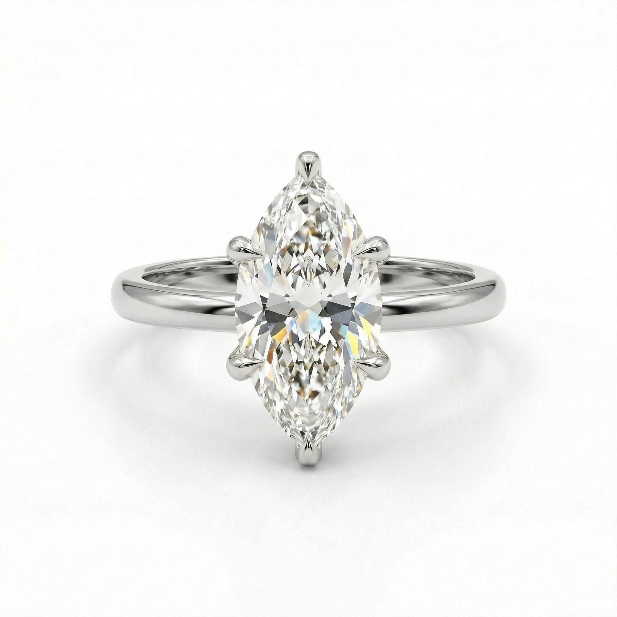 3.12ct Marquise & Round Cut Six Claws Vvs Moissanite S925 Silver Engagement - Image 4