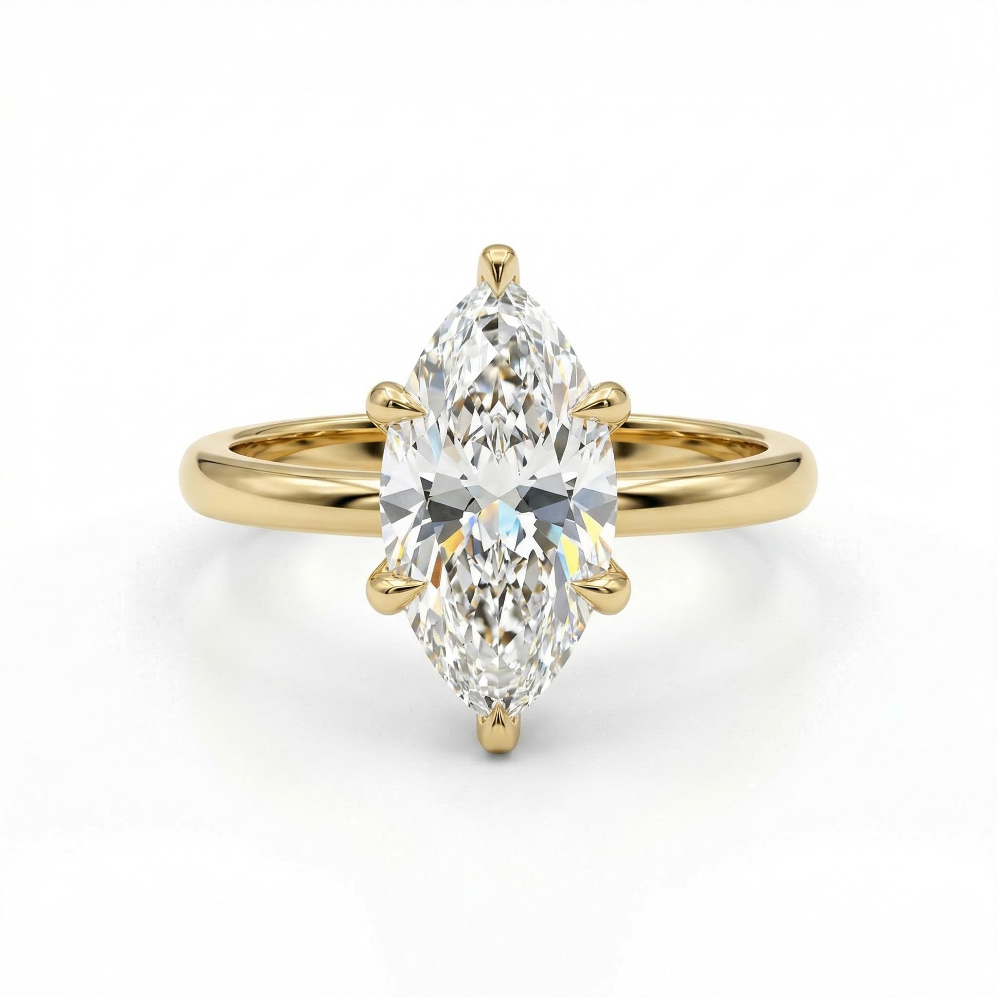 3.12ct Marquise & Round Cut Six Claws Vvs Moissanite S925 Silver Engagement