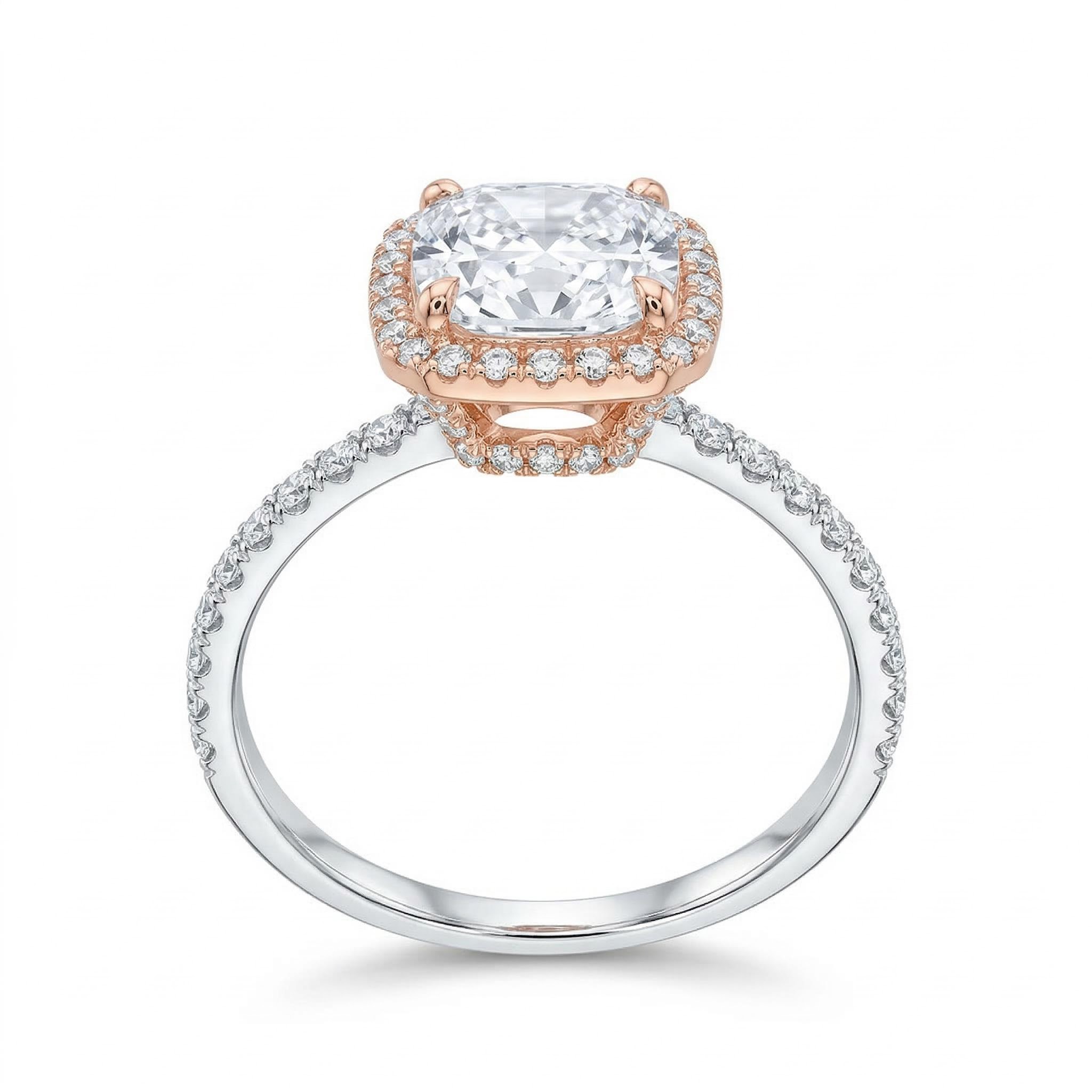 3.53ct Radiant & Round Cut Two-tone Halo Vvs Moissanite S925 Silver - Image 4