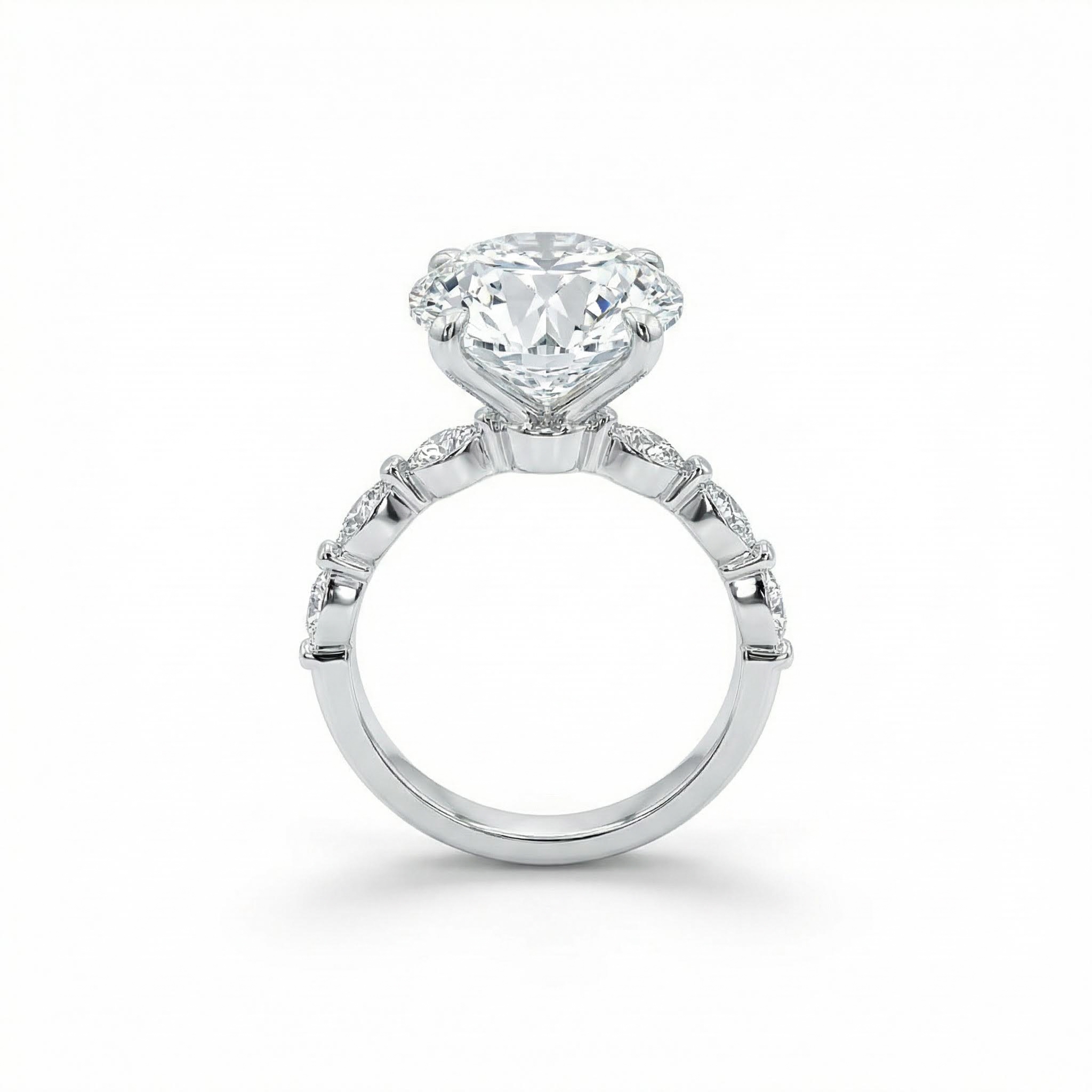 Bold 3.8ct Oval & Marquise Cut Vvs Moissanite S925 Silver Engagement Ring - Image 3