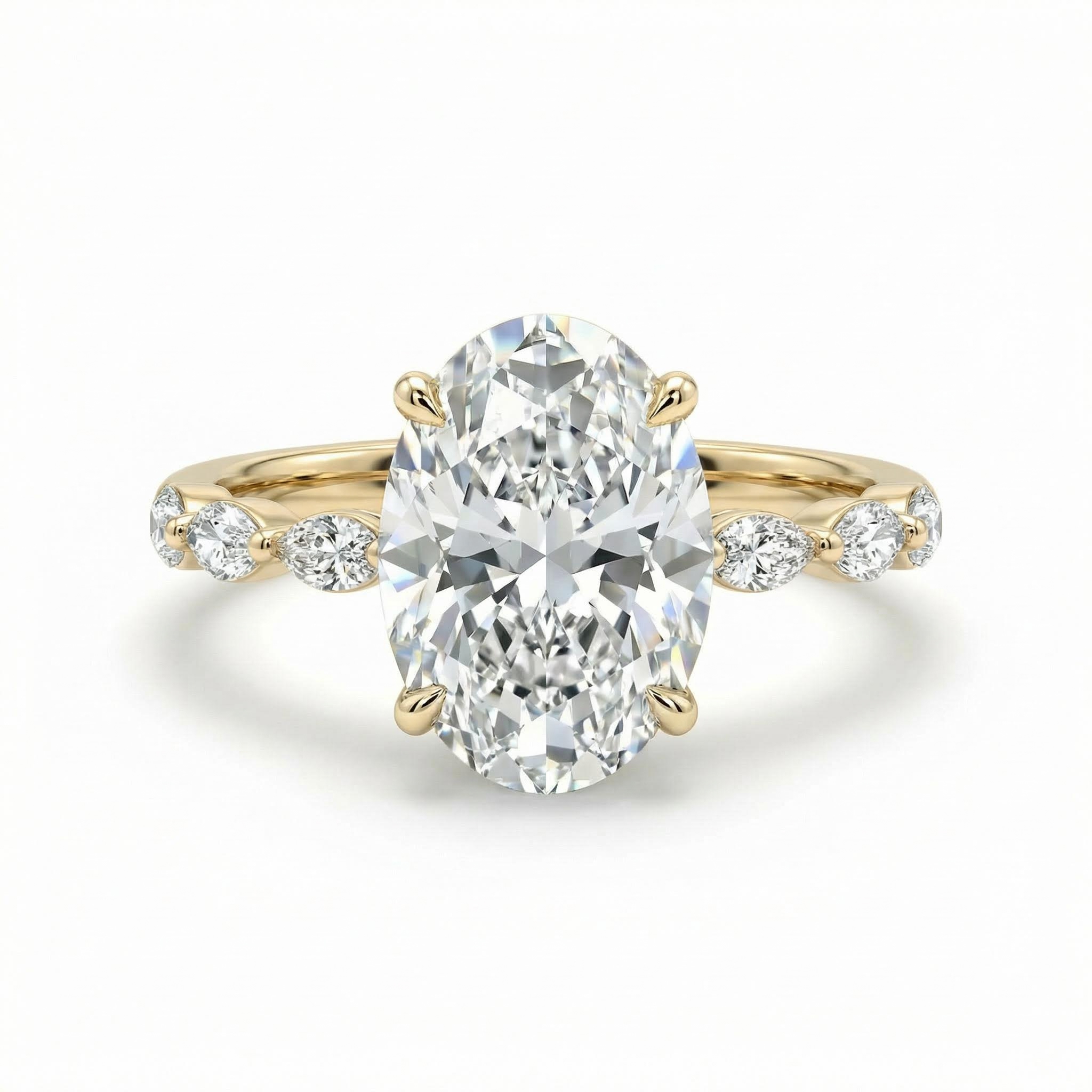 Bold 3.8ct Oval & Marquise Cut Vvs Moissanite S925 Silver Engagement Ring - Image 5