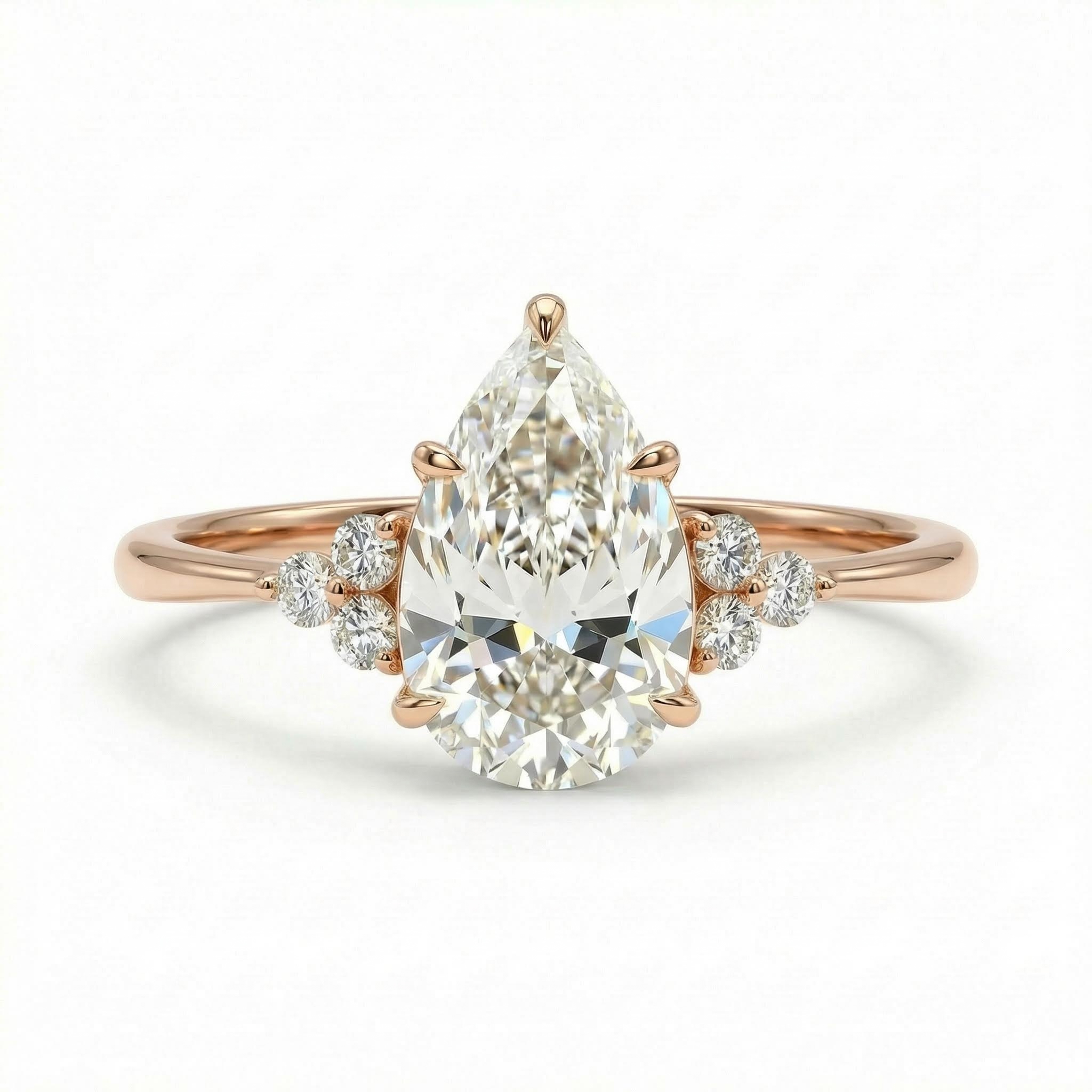 2.15ct Pear & Round Cut Vvs Moissanite S925 Silver Engagement Ring Iced Out - Image 5