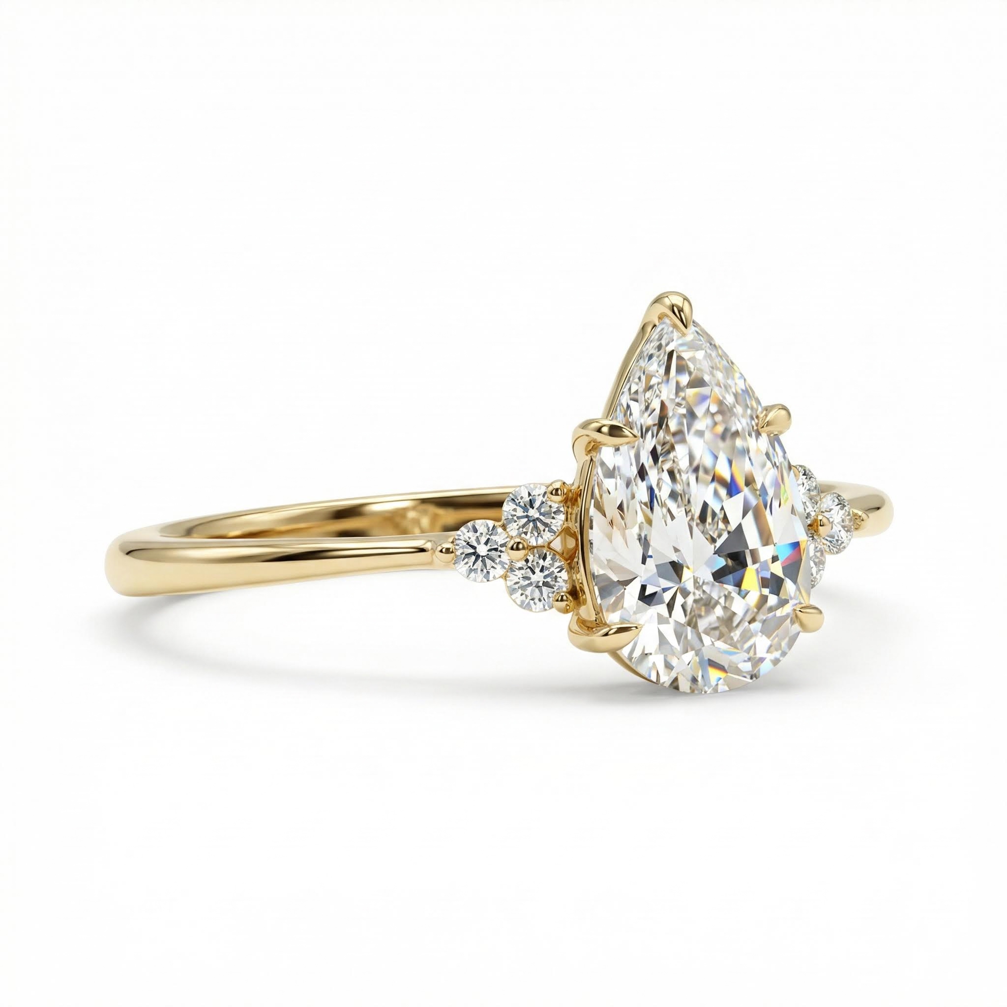 2.15ct Pear & Round Cut Vvs Moissanite S925 Silver Engagement Ring Iced Out - Image 6
