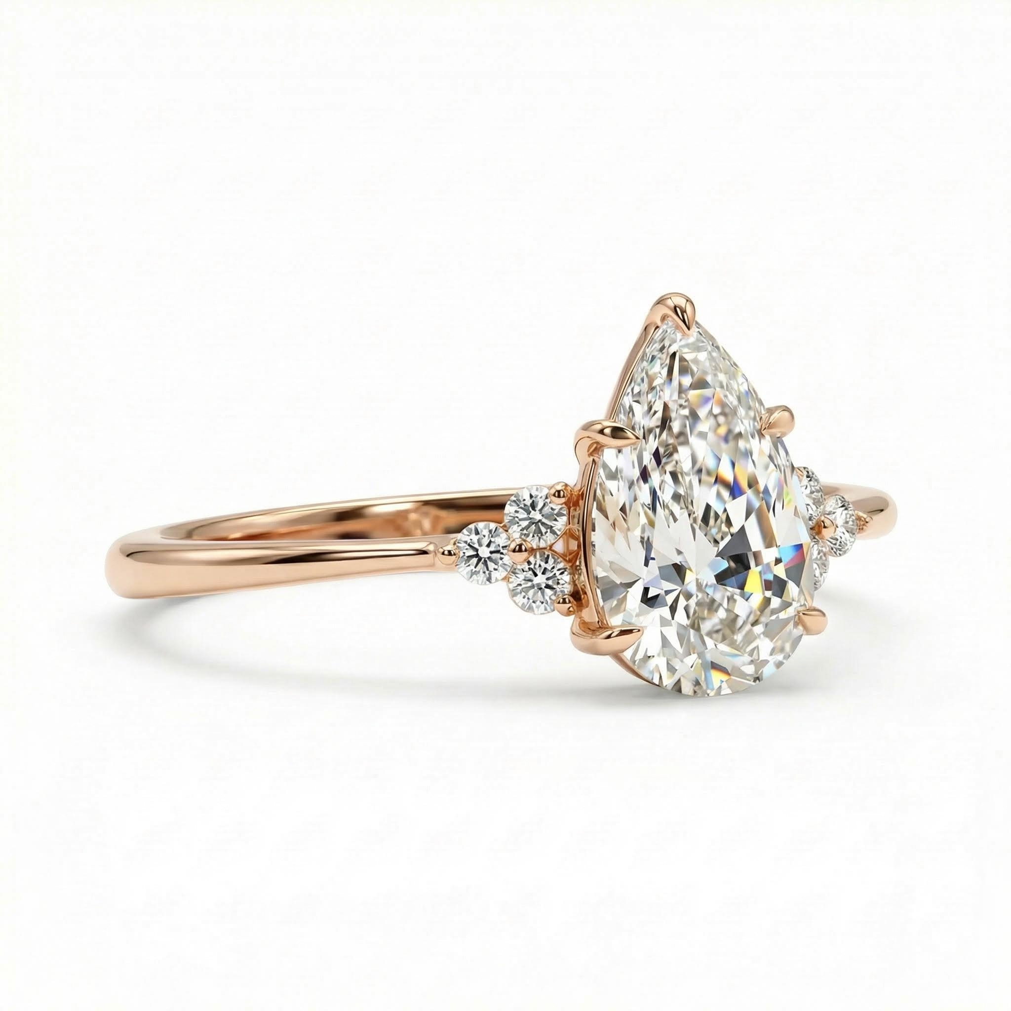 2.15ct Pear & Round Cut Vvs Moissanite S925 Silver Engagement Ring Iced Out - Image 8
