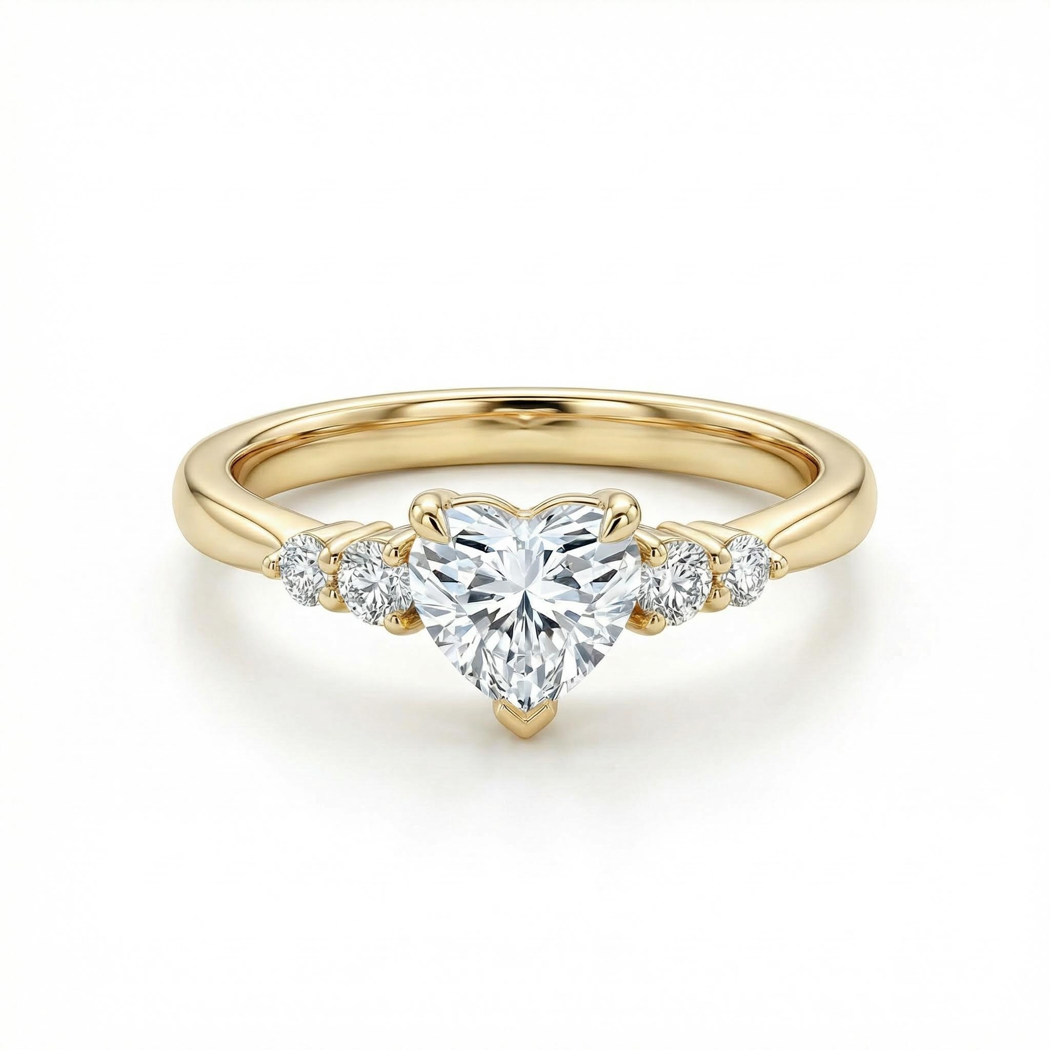 2.4ct Heart & Round Cut Vvs Moissanite S925 Silver Engagement Ring Iced Out - Image 4